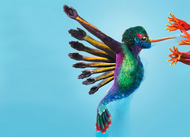 body-painting colibri