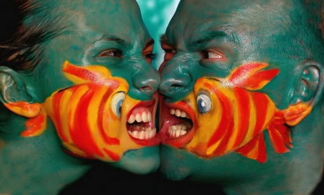 body-painting poisson clown